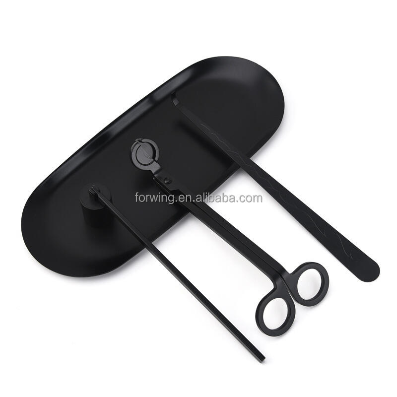 4-in-1 Candle Care Kit Candle Scissors Dipper Snuffer Tray Set Customized Logo Black Gold Candle Wick Trimmer supplier
