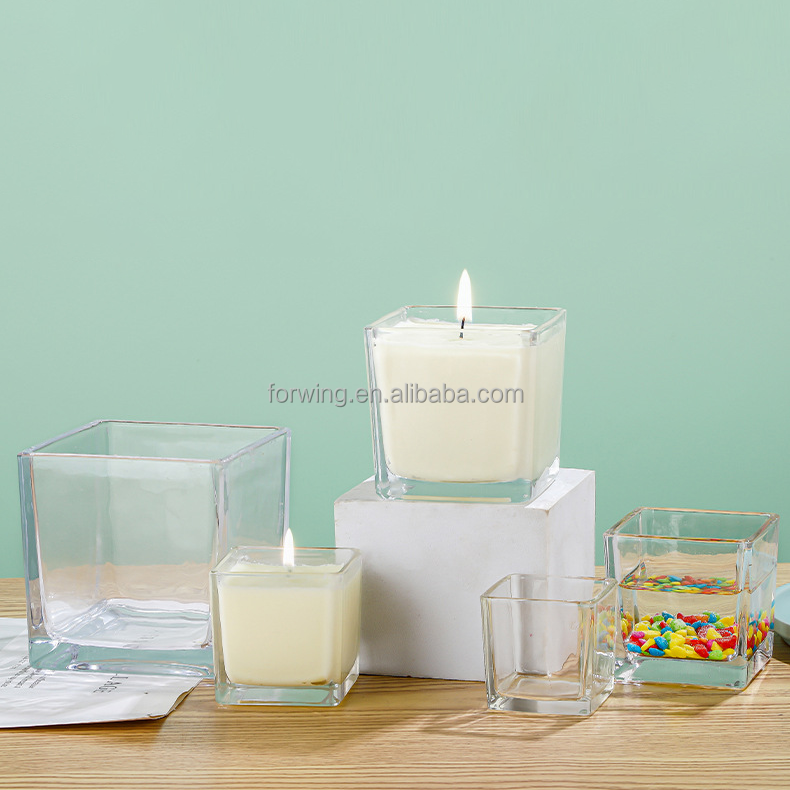 Empty Square Glass Candle Jars Luxury Candle Containers Glass for Decor supplier