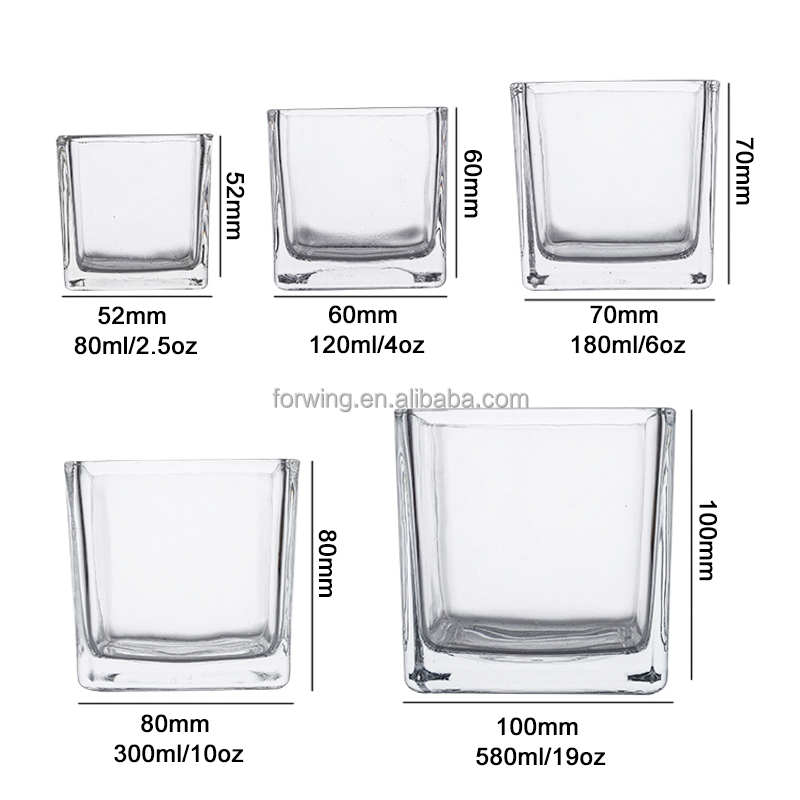 Empty Square Glass Candle Jars Luxury Candle Containers Glass for Decor factory