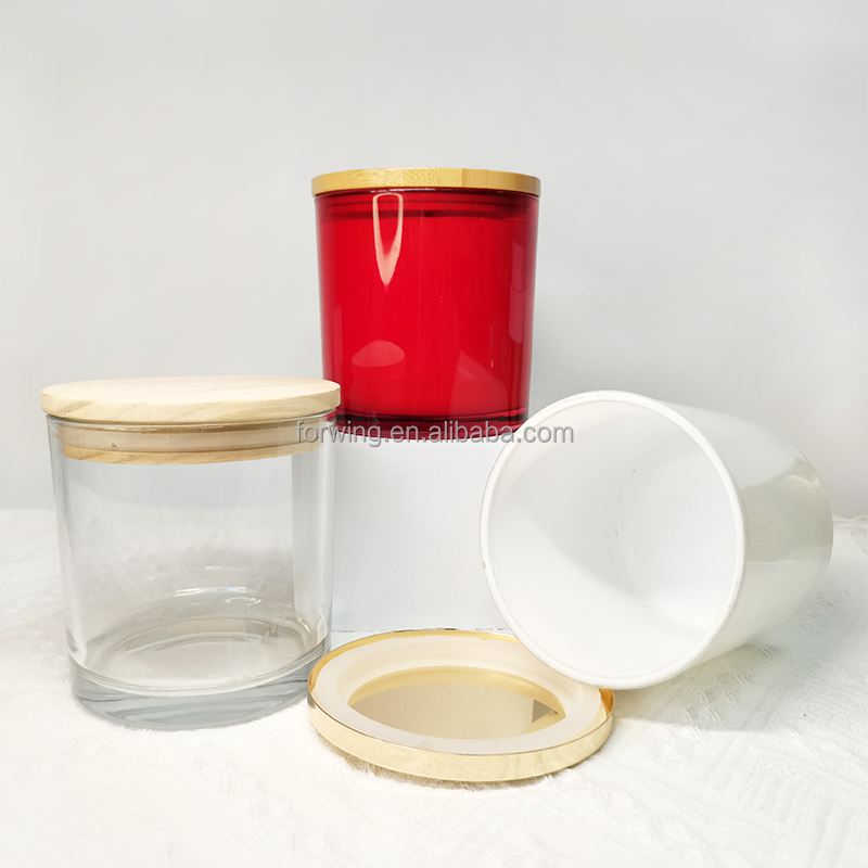 Wholesale Glass Candle Holders Luxury Candle Jars Custom Label Color Candle Vessels Containers With Lid factory