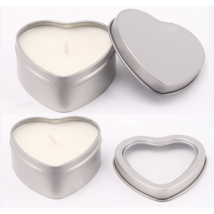 Mini DIY Candle Making Tin Box Heart Shaped Square Portable Outdoor Candle Tin Can Metal Gift Box supplier