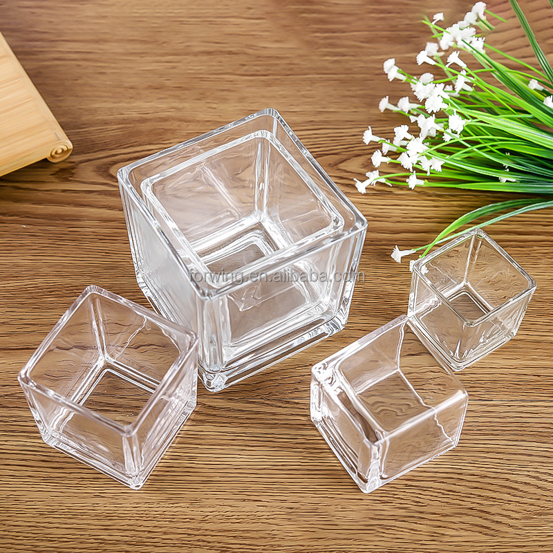 Empty Square Glass Candle Jars Luxury Candle Containers Glass for Decor manufacture