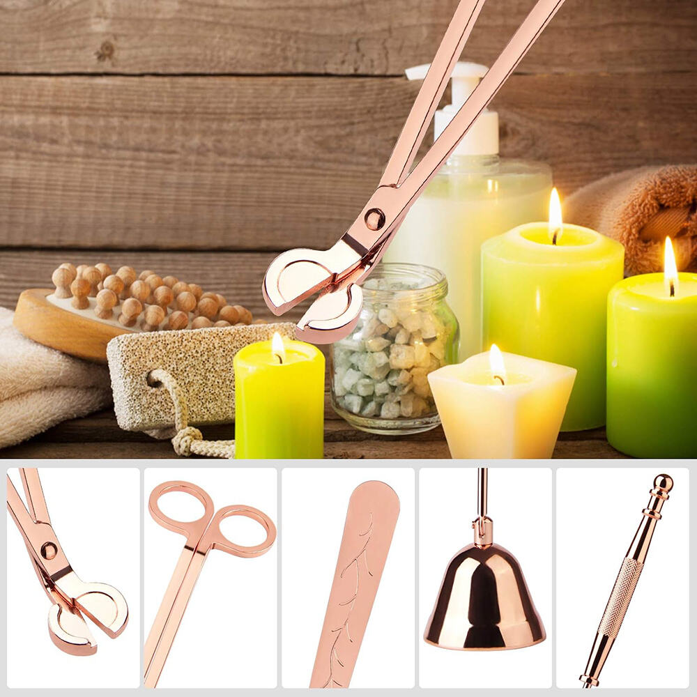 3 in 1 Candle Accessory Set Custom Laser Logo Candle Wick Trimmer Snuffer Wick Dipper For Candle Making With Gift Packing details