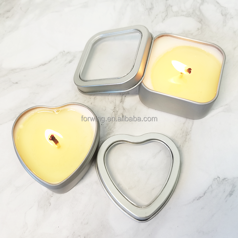 Mini DIY Candle Making Tin Box Heart Shaped Square Portable Outdoor Candle Tin Can Metal Gift Box manufacture