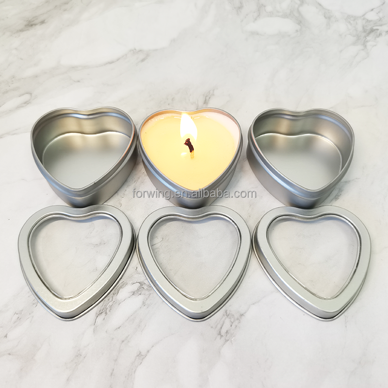 Mini DIY Candle Making Tin Box Heart Shaped Square Portable Outdoor Candle Tin Can Metal Gift Box manufacture