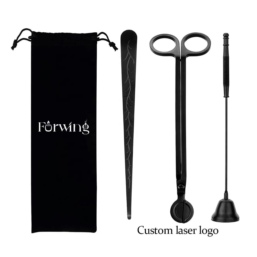 Candle Accessories Custom Logo Stainless Steel Candle Snuffer Lighter Black Candle Care Kit Tool Wick Trimmer Set with Gift Box supplier