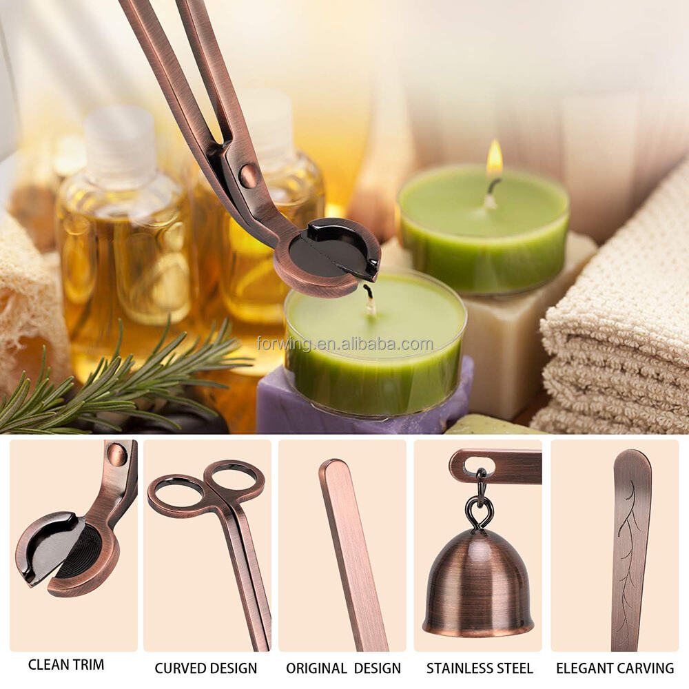 Candle Tools Care Kit Scissors Multipurpose Wick Trimmer Custom Laser Logo Copper Bronze Candle Accessories details