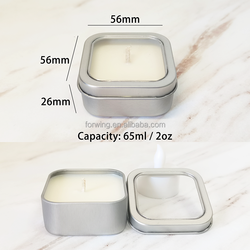 Mini DIY Candle Making Tin Box Heart Shaped Square Portable Outdoor Candle Tin Can Metal Gift Box supplier
