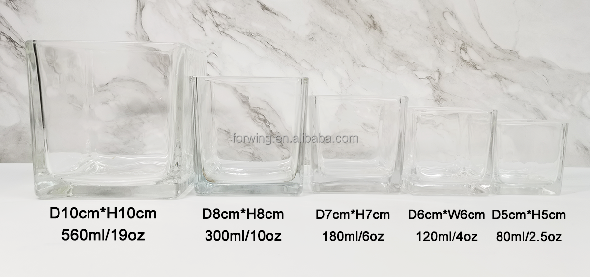 Empty Square Glass Candle Jars Luxury Candle Containers Glass for Decor factory