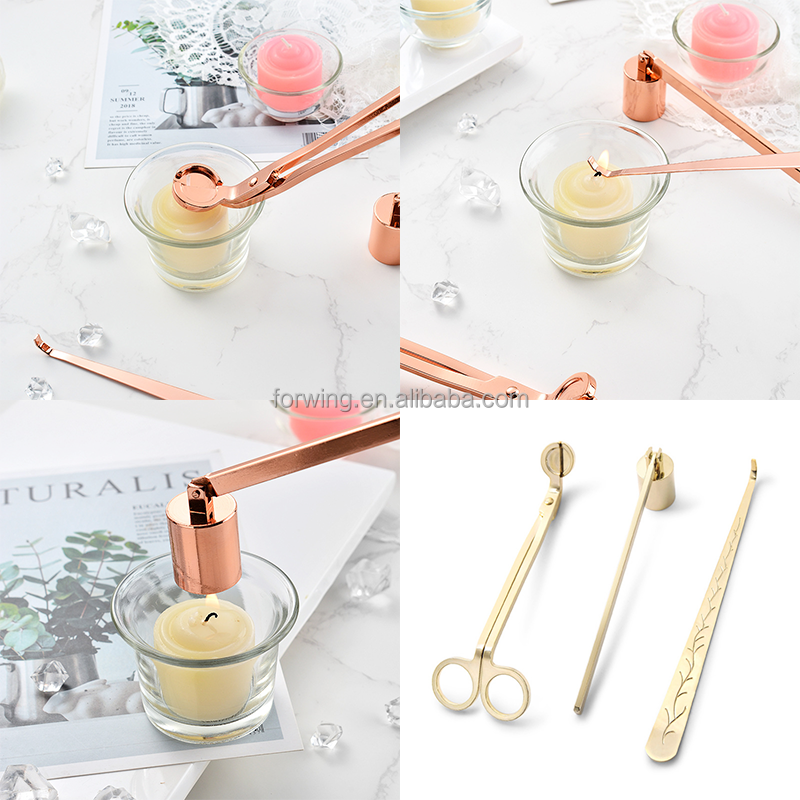 4-in-1 Candle Care Kit Candle Scissors Dipper Snuffer Tray Set Customized Logo Black Gold Candle Wick Trimmer factory