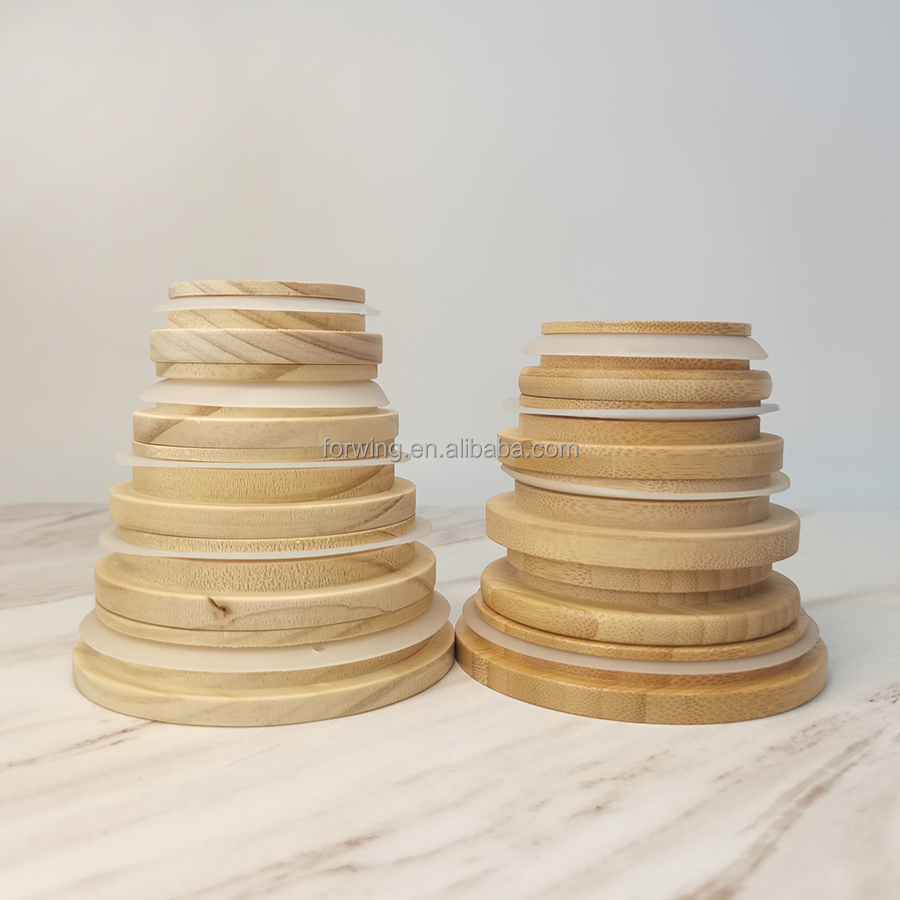 Wooden Bamboo Lids Supplier Candle Glass Jars With Wood covers Bamboo Lids For Candle Jar Storage Bottle Cup supplier