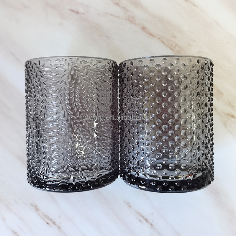 Unique Smoke Grey Candle Jar 11oz Empty Glass Candle Holder Container Wholesale Jar For Candle Making supplier