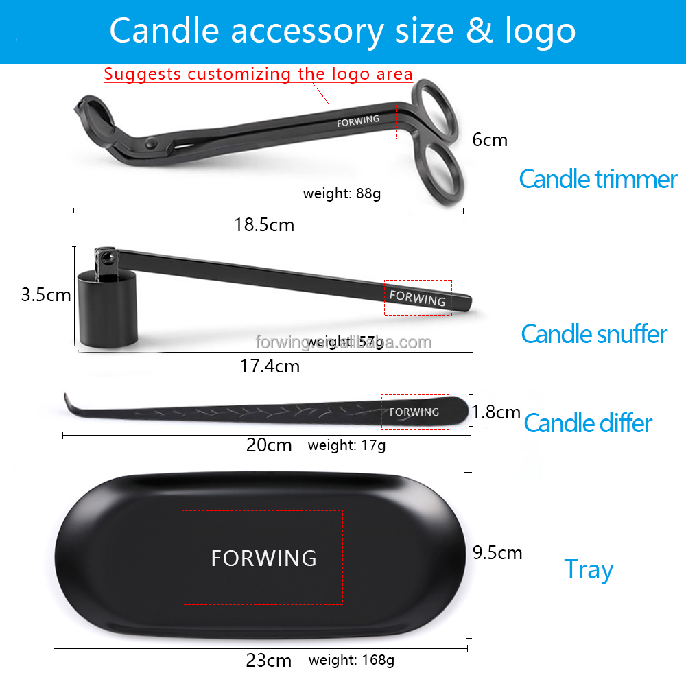 Candle Dipper Laser Logo Candle Accessory Set Wick Trimmer Snuffer  Candle Care Tools Kit details