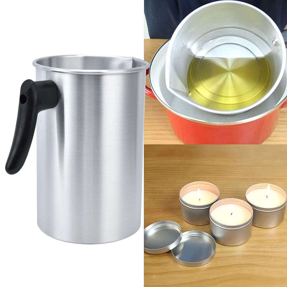 Aluminum Candle Making Pouring Pot Pouring Spout & Heat-resisting Handle Design Wax Melting Pot Candle Making Pitcher Accessory