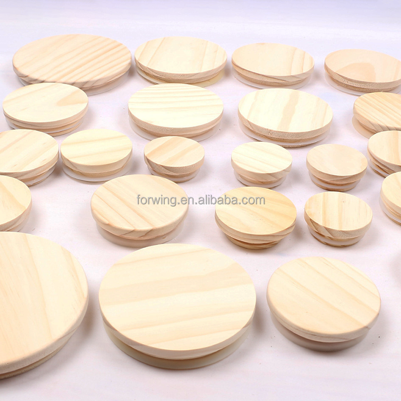 High Quality Factory Custom Wooden Lid Environment Friendly Round Bamboo Bottle Cap Jar Lid With Logo For Candle Jars details