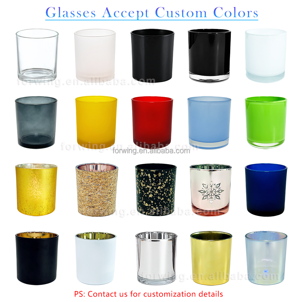 Chinese Factory Glass Candle Jars Container Frosted Clear Iridescent Black Cheap Wholesale Glass Candle Holder Jars WIth Lids supplier