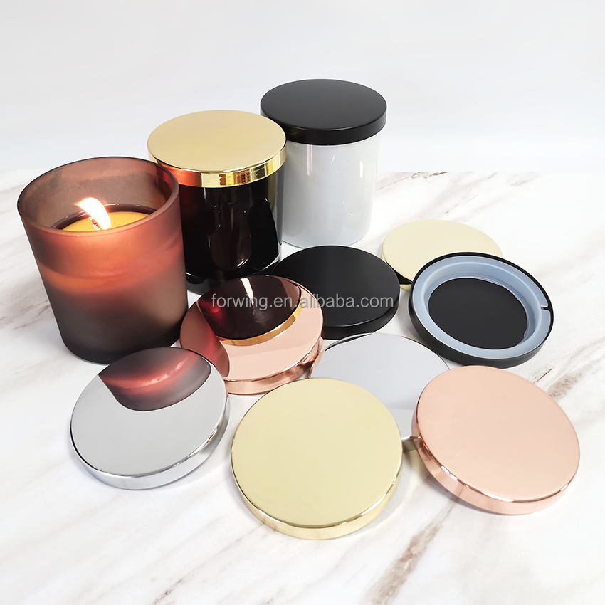 84mm Luxury Electroplated Rose Gold Metal Candle Lids Iron Jar in Multiple Sizes and Colors candle Covers manufacture