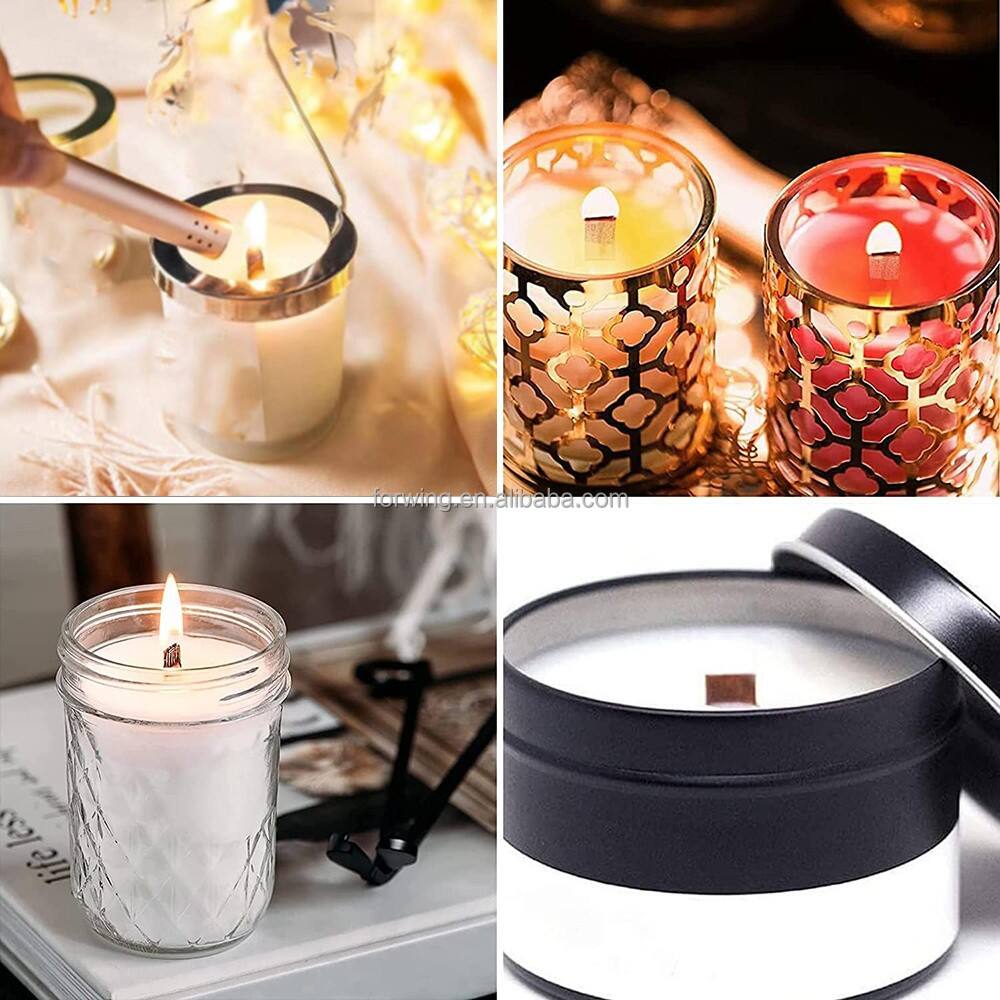 Smokeless Wooden Wicks with Booster Crackling Wood Wick with Metal Clips for Candle Making and DIY Candle Craft details