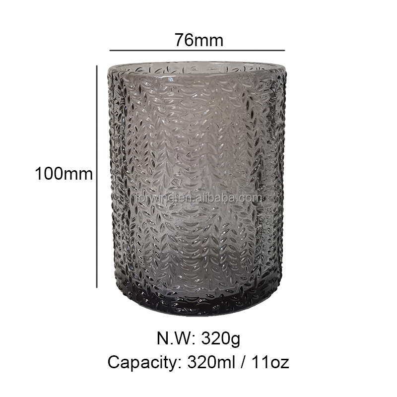 Unique Smoke Grey Candle Jar 11oz Empty Glass Candle Holder Container Wholesale Jar For Candle Making supplier