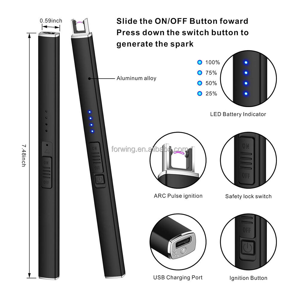 Candle Lighter Electric Arc Lighter Rechargeable USB Lighter Flameless Grill Lighter Long for Candle BBQ factory