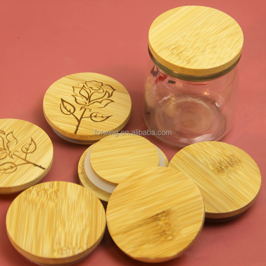 High Quality Factory Custom Wooden Lid Environment Friendly Round Bamboo Bottle Cap Jar Lid With Logo For Candle Jars factory