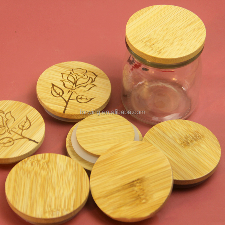 Oui Yogurt Bamboo Jar Lids Set Wooden Lids with Silicone Sealing Rings supplier