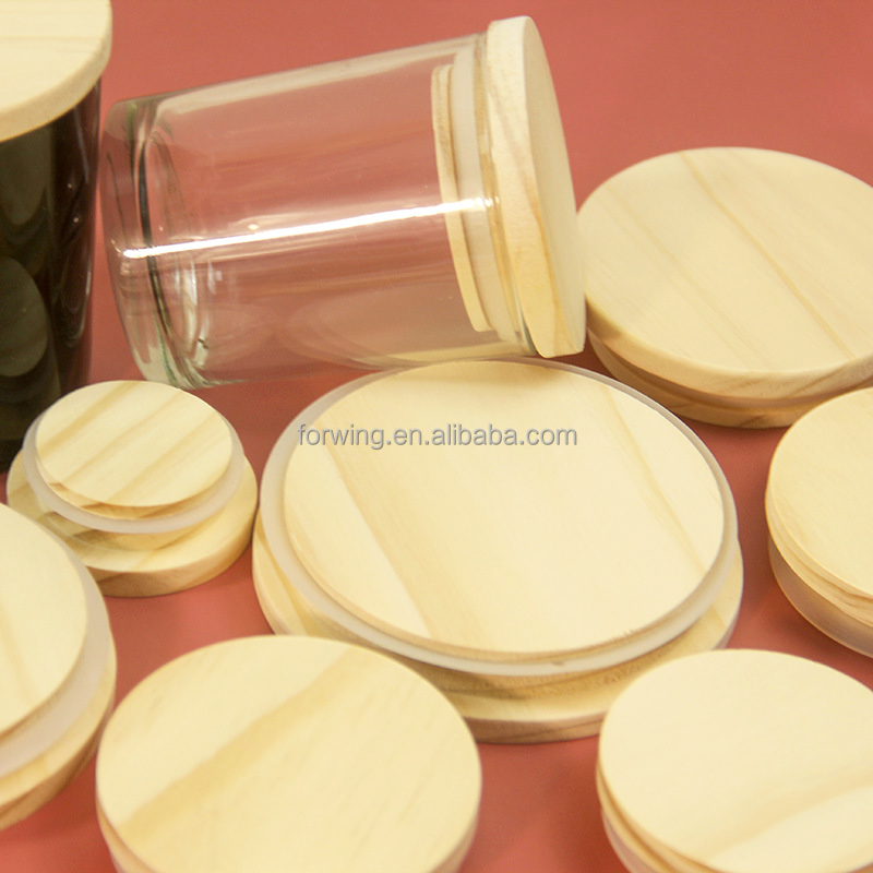 High Quality Factory Custom Wooden Lid Environment Friendly Round Bamboo Bottle Cap Jar Lid With Logo For Candle Jars supplier