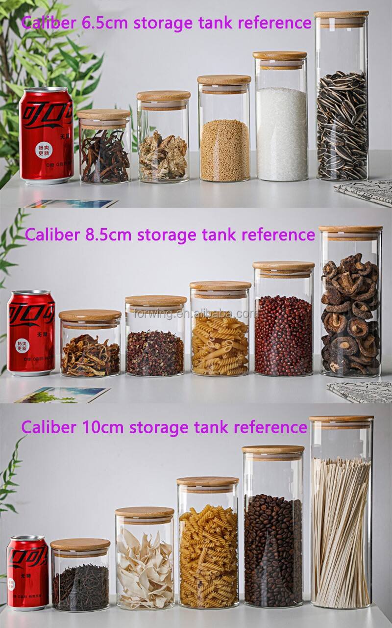 Round Airtight Coffee Tea Spice Glass Jar Kitchen Organizer Storage Bottles Sealed Glass Food Storage Jars with Bamboo Lid factory