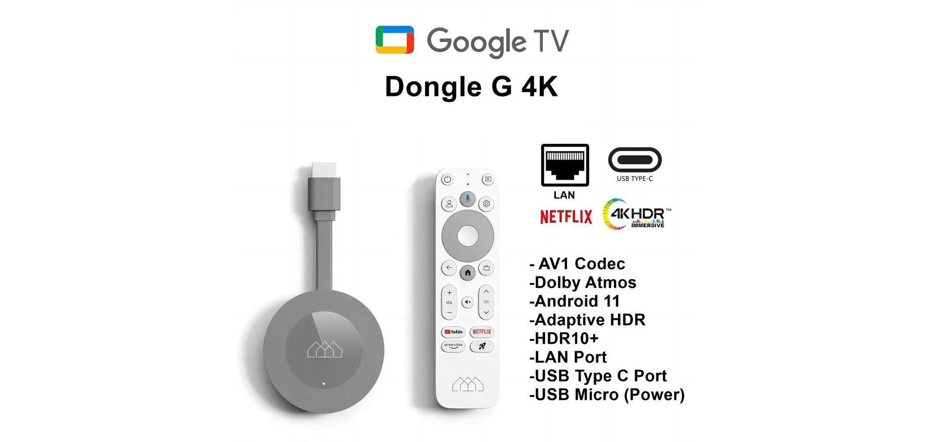 Dongle G 4K with Google TV 11 TV Stick with Google Certified TV Dongle