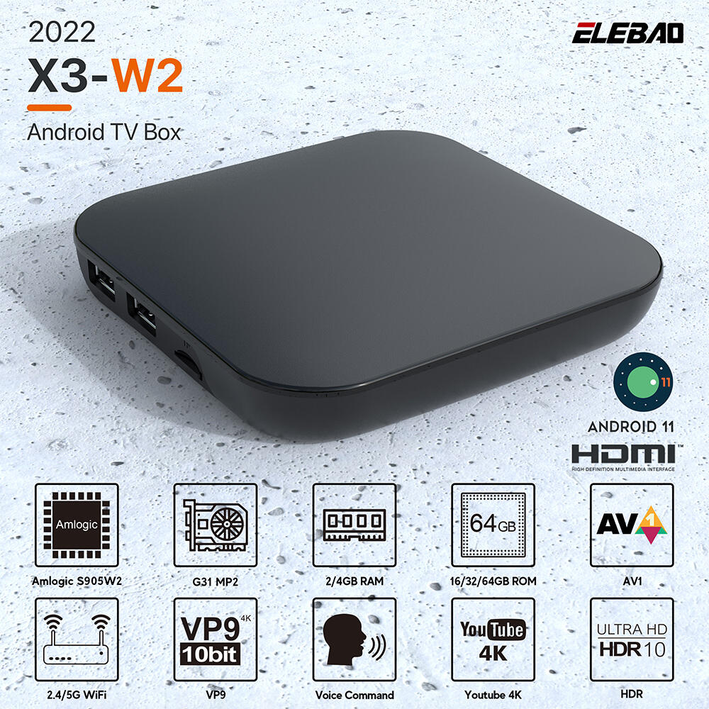 Elebao Hot selling X3 S905W2 Smart Box TV Android 4K 60fps Video Android TV Box factory