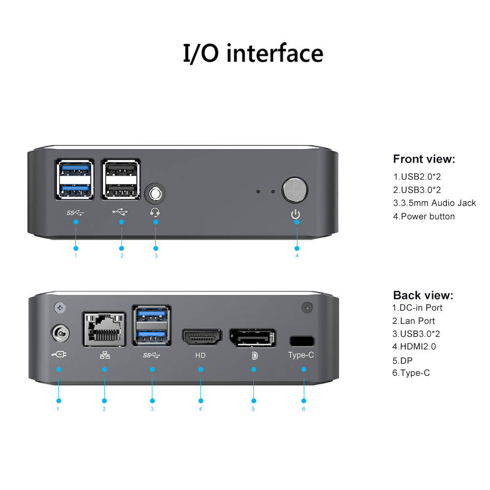 CK01 Mini PC 10th Gen Comet Lake i3-10110U/i5-10210U i5-10310U/i7-10510U Dual Display RJ45 LAN Home Office Mini Computer supplier