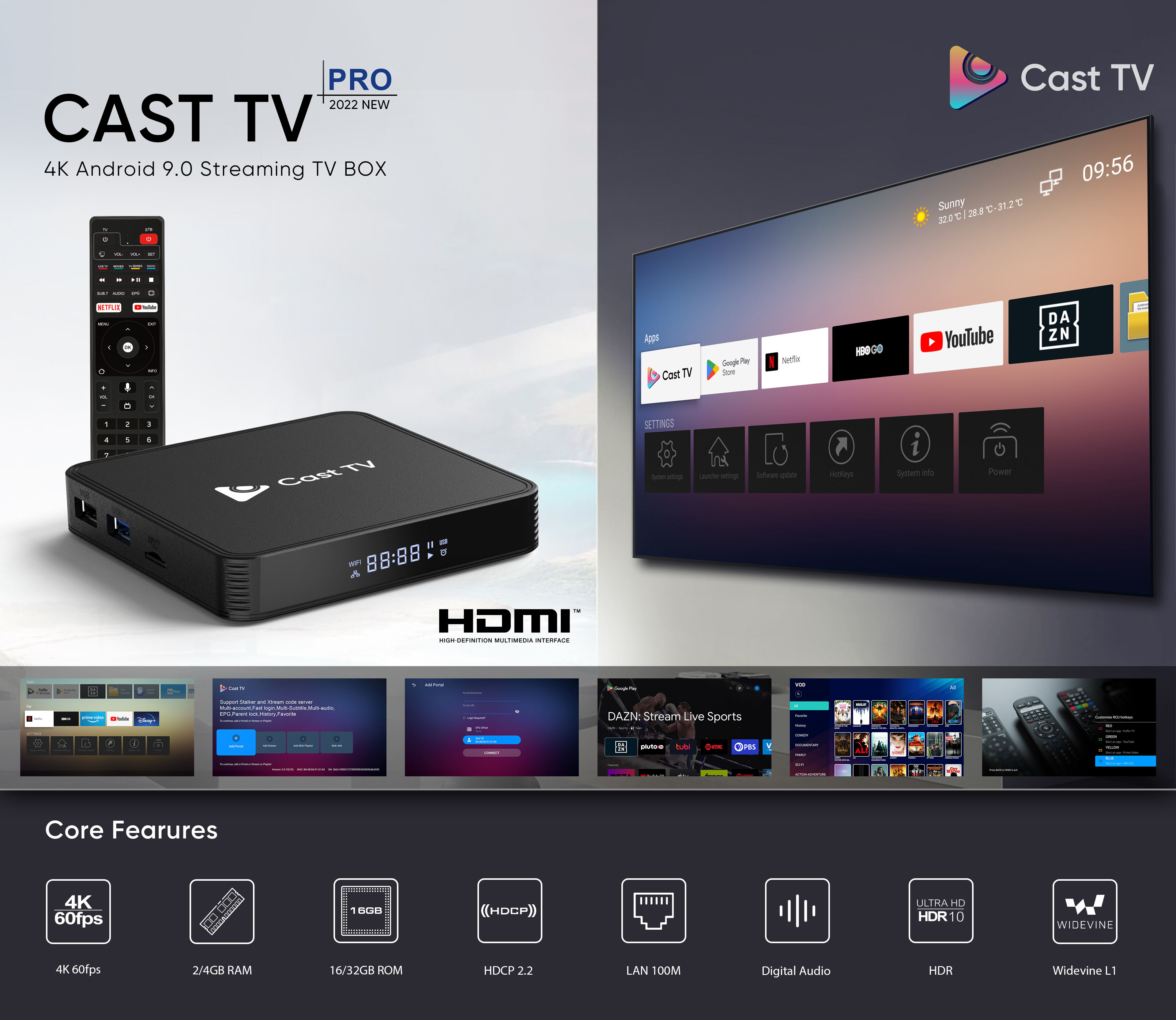 ELEBAO Cast TV Android TV Box 4K IPTV HDMI OTT Android 9.0 Amlogic S905X3 G31 MP2 4GB/64GB 2.4/5.8G WiFi BT5.0 Android TV Box details