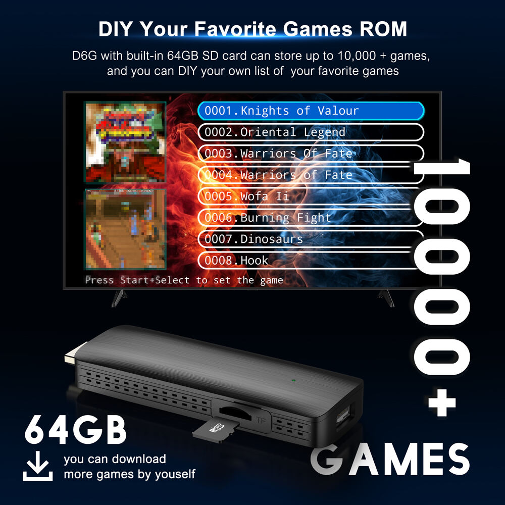 ELEBAO D6G Retro Game TV stick 64GB 10000 game X2 lite juegos gamepad video 4K game stick factory