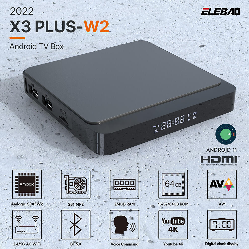 Eebao Hot Selling 2.4/5G Dual WiFi Smart TV Box X3plus S905W2 OTT Box manufacture