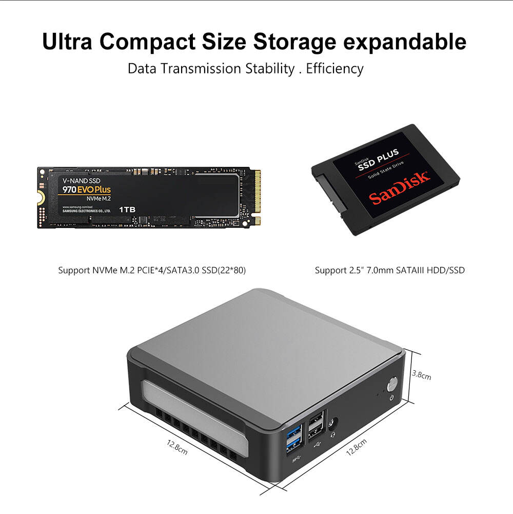 CK01 Mini PC 10th Gen Comet Lake i3-10110U/i5-10210U i5-10310U/i7-10510U Dual Display RJ45 LAN Home Office Mini Computer manufacture