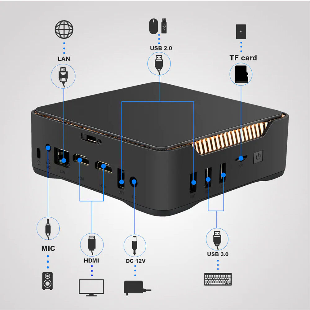 AK3V Apollo lake J3455 LPDDR3 Onboard WIFI BT EMCC TF SSD/HDD Expandable Mini PC supplier