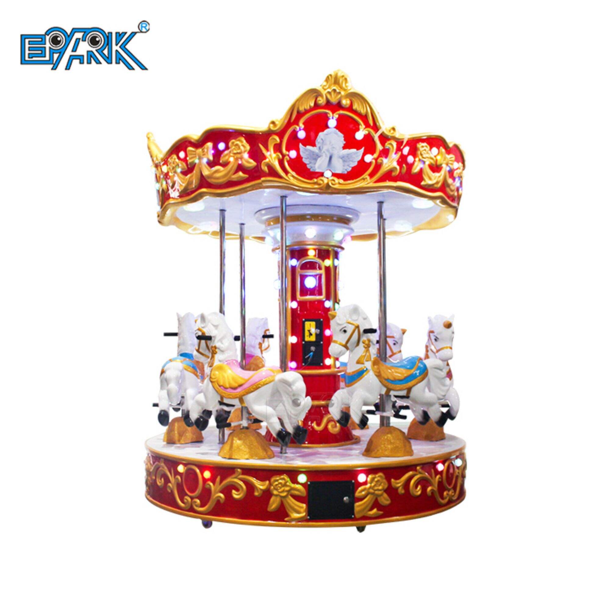 Populer Populer Kids Ride Carousel 6 Pemain Merry Go Round Horse Swing Kids Riding Machine