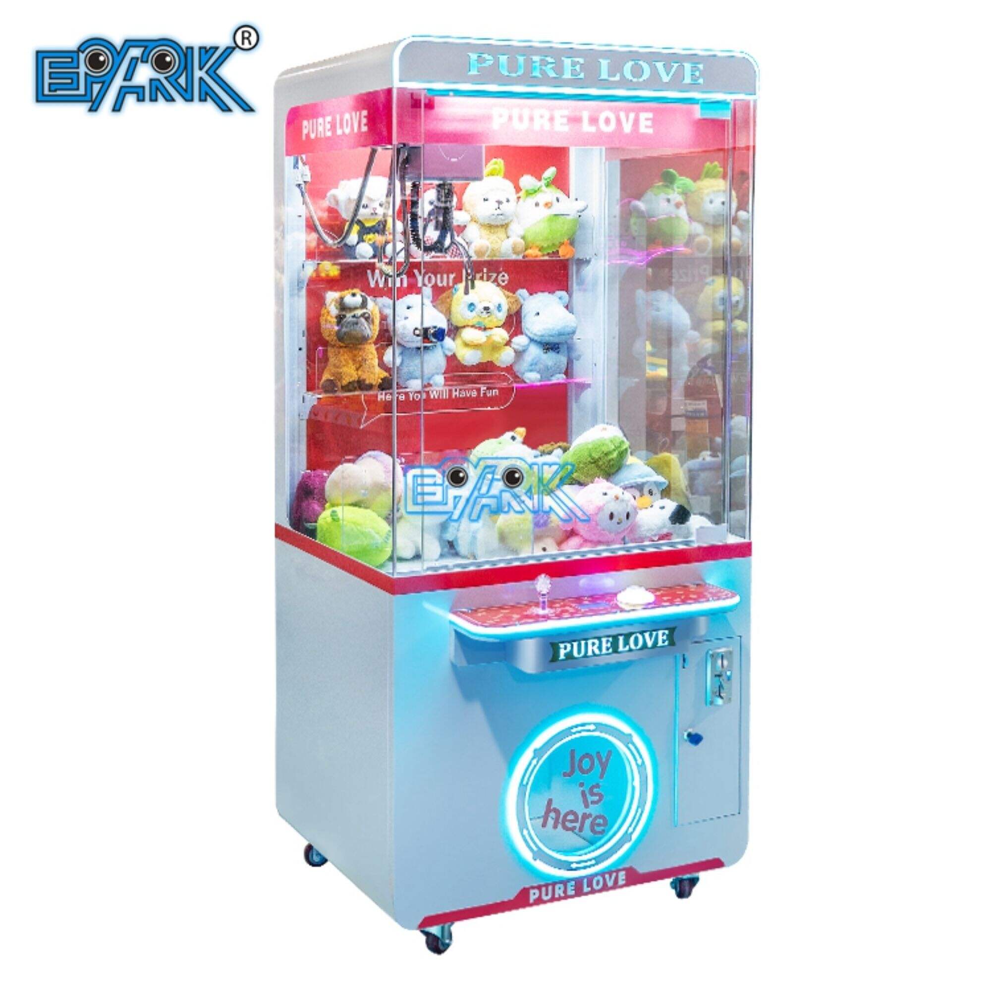 Coin Operated Pink Crane Qabda Mimli Ġugarelli Magni Ġugarelli Claw Crane Game Machine