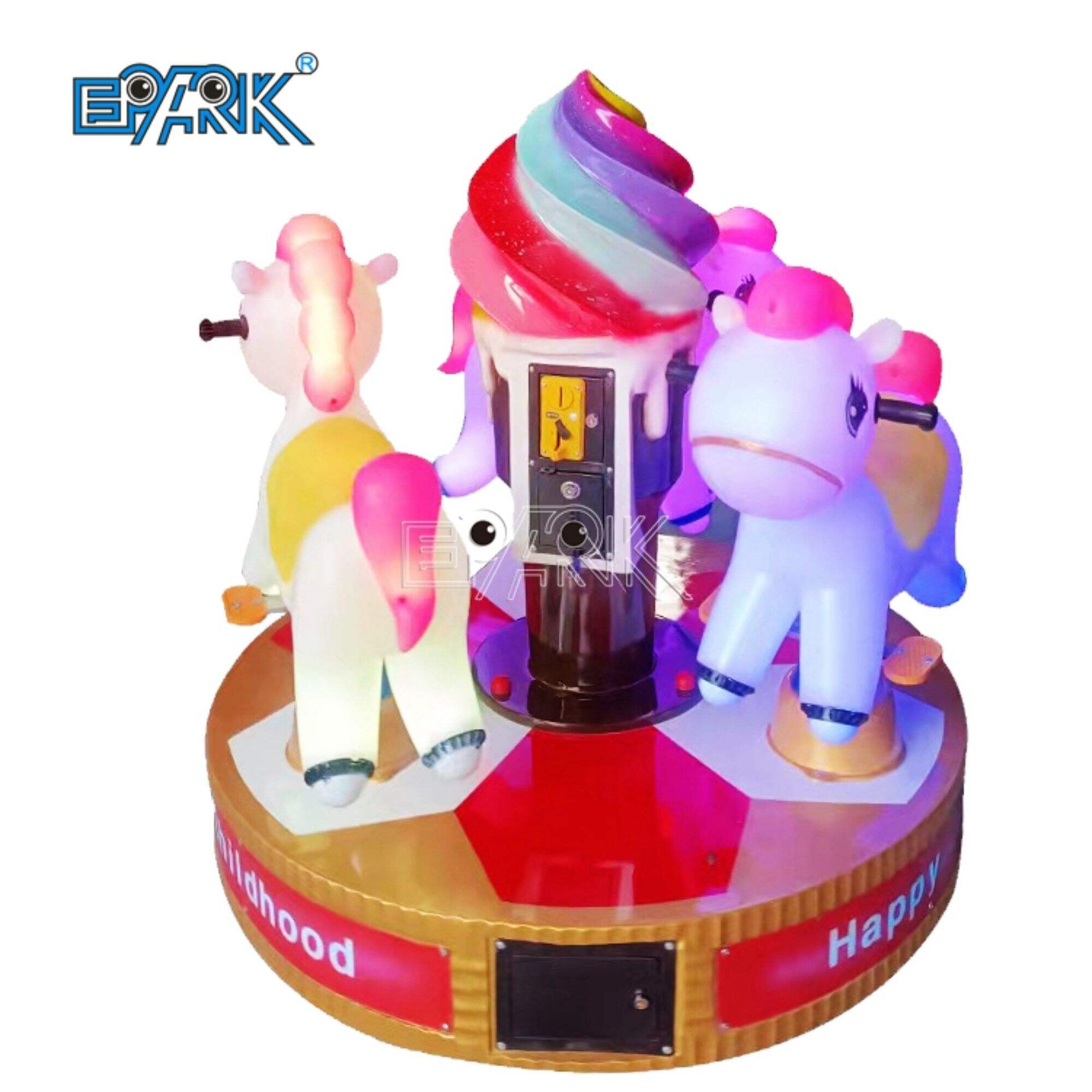 לונה פארק Merry Go Round ילדים קרוסלת סוס 3 מושבים מיני קרוסלת למכירה