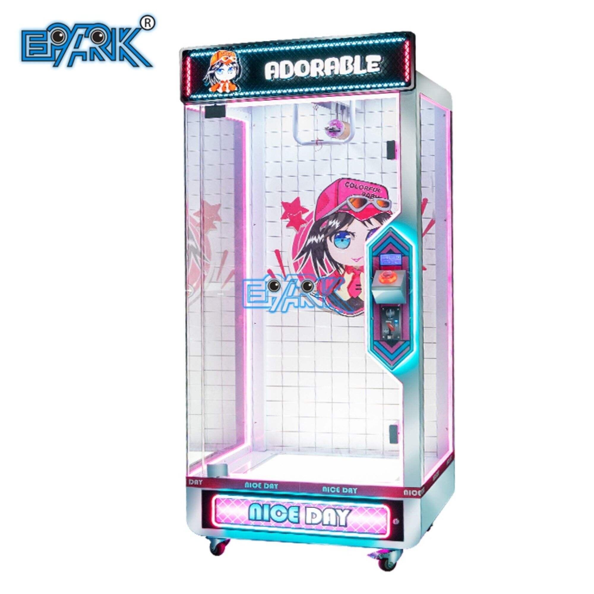 Muntautomaat Arcade Roze Datum Snijd het touw Spelmachine Staande Indoor Push Prize Toy Crane Claw Machine