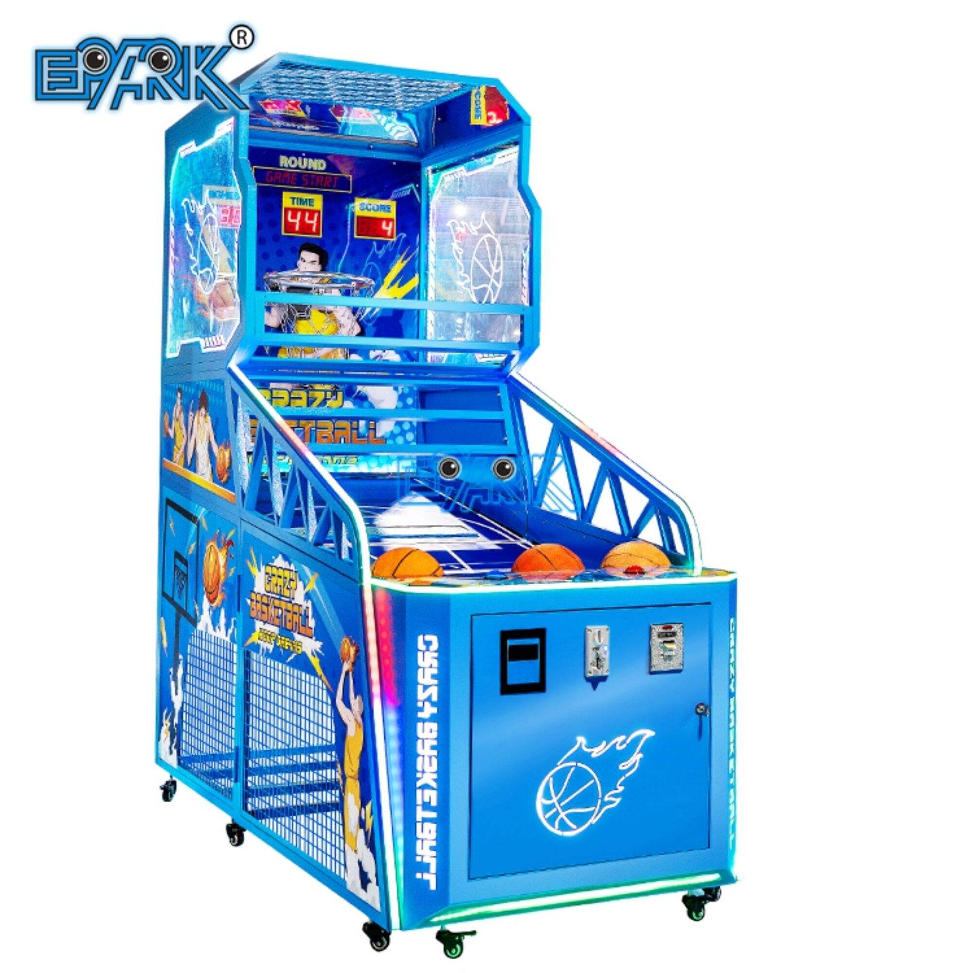 የሳንቲም የሚሰራ Arcade እብድ የቅርጫት ኳስ ጨዋታ ማሽን የቤት ውስጥ የቅርጫት ኳስ ሹት ማሽን