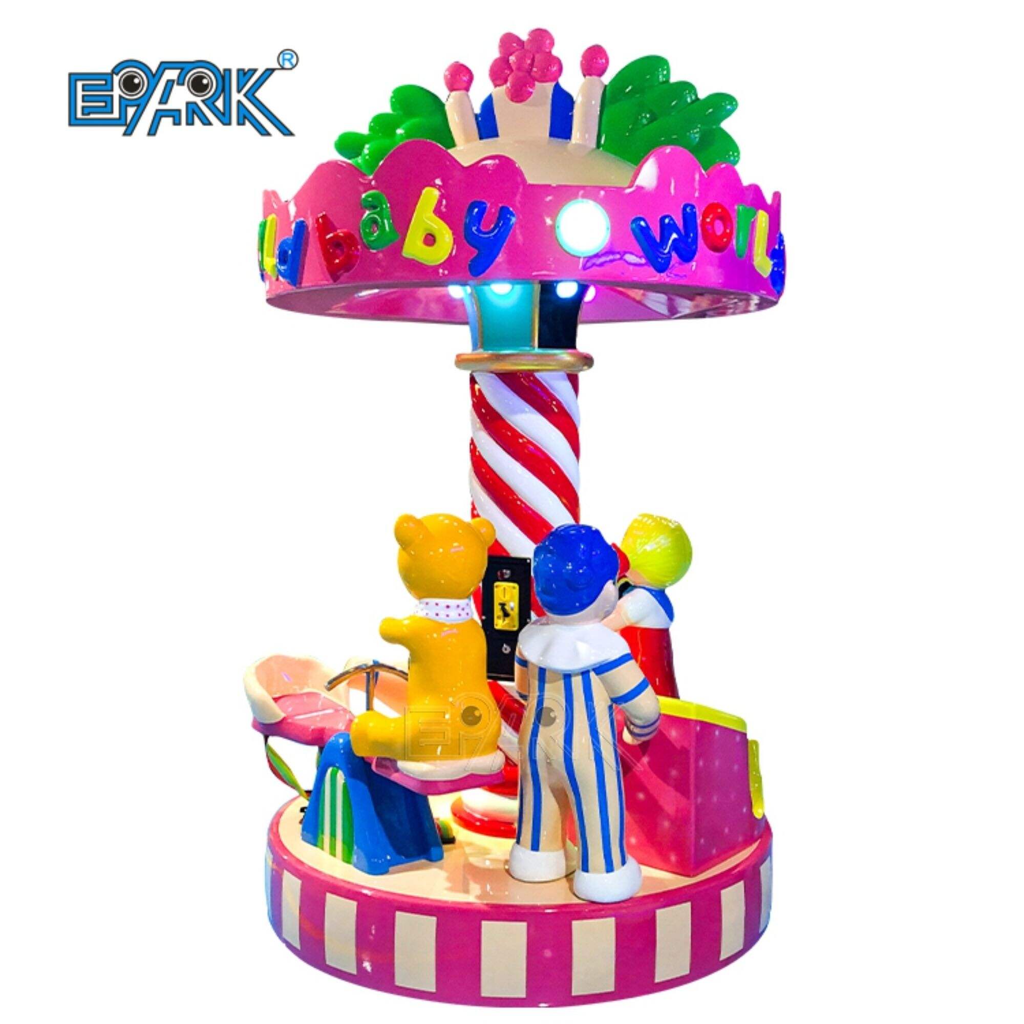 Dalam Ruangan 3 Kursi Kiddie Carousel Rides Mini Merry Go Round Kids Carousel Horse Rides Dijual