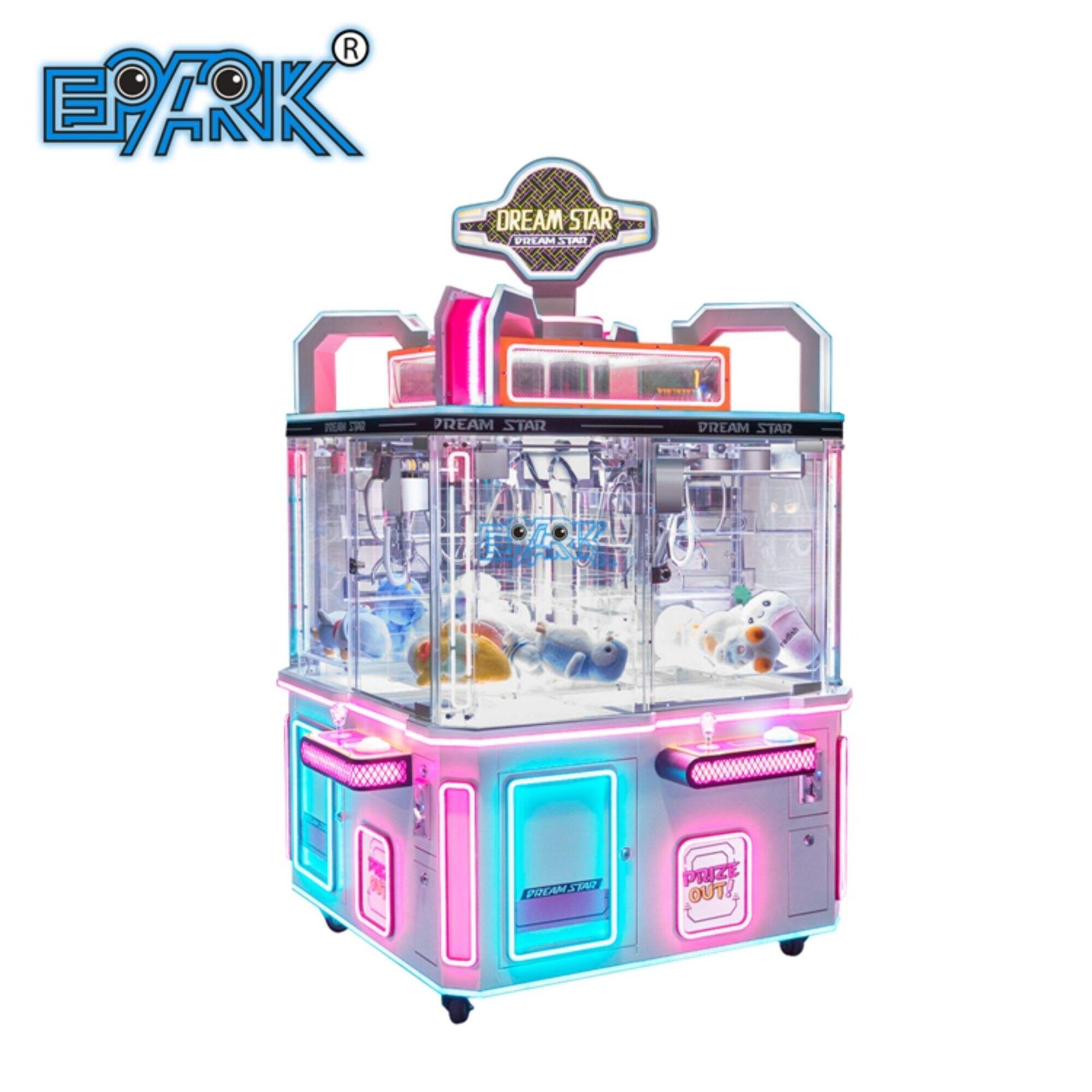 Factory Plush Doll Crane 4 Players Toy Machine Playground Game Center Coin Operated Arcade Crane Claw Machine For Sale