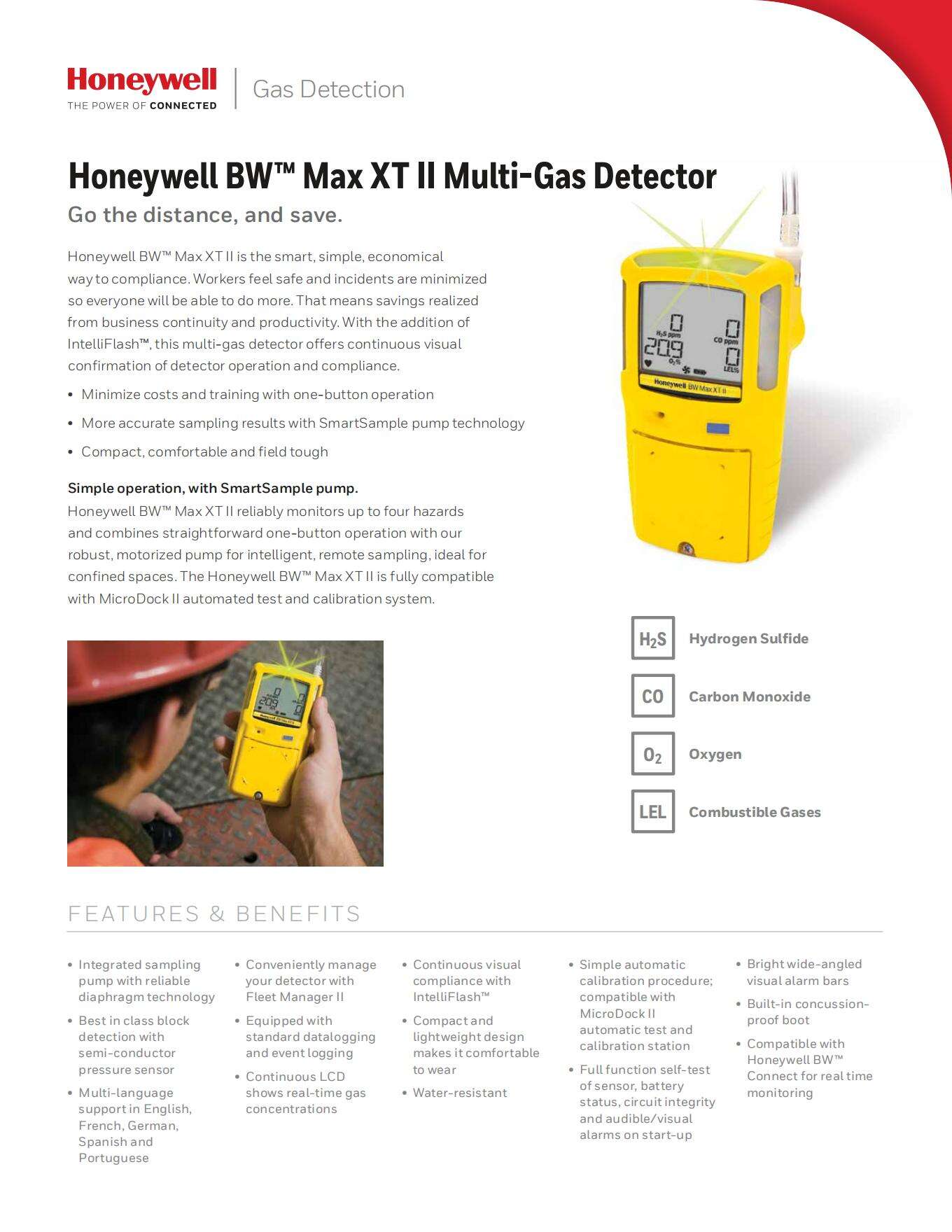 BW Multi-เครื่องตรวจจับก๊าซ 4 ใน 1 เครื่องตรวจจับก๊าซรั่วสำหรับ LEL O2 CO H2S MAX XT II เครื่องตรวจจับก๊าซมีเทนผลิต