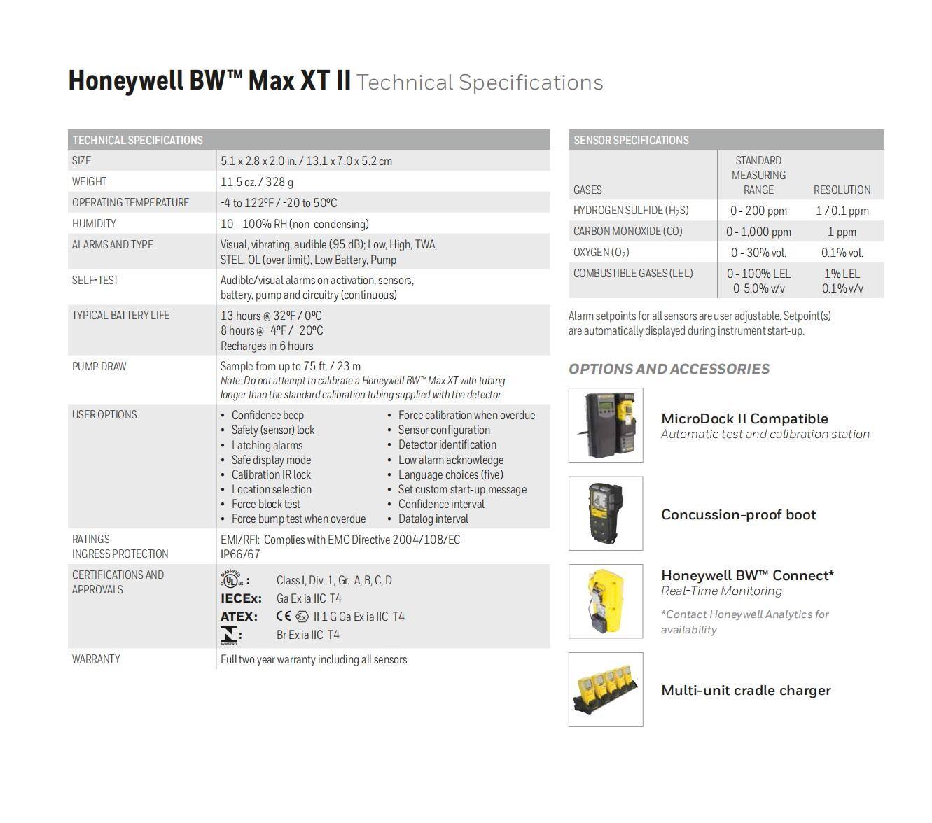 BW Multi-เครื่องตรวจจับก๊าซ 4 ใน 1 เครื่องตรวจจับก๊าซรั่วสำหรับ LEL O2 CO H2S MAX XT II เครื่องตรวจจับก๊าซมีเทนโรงงาน