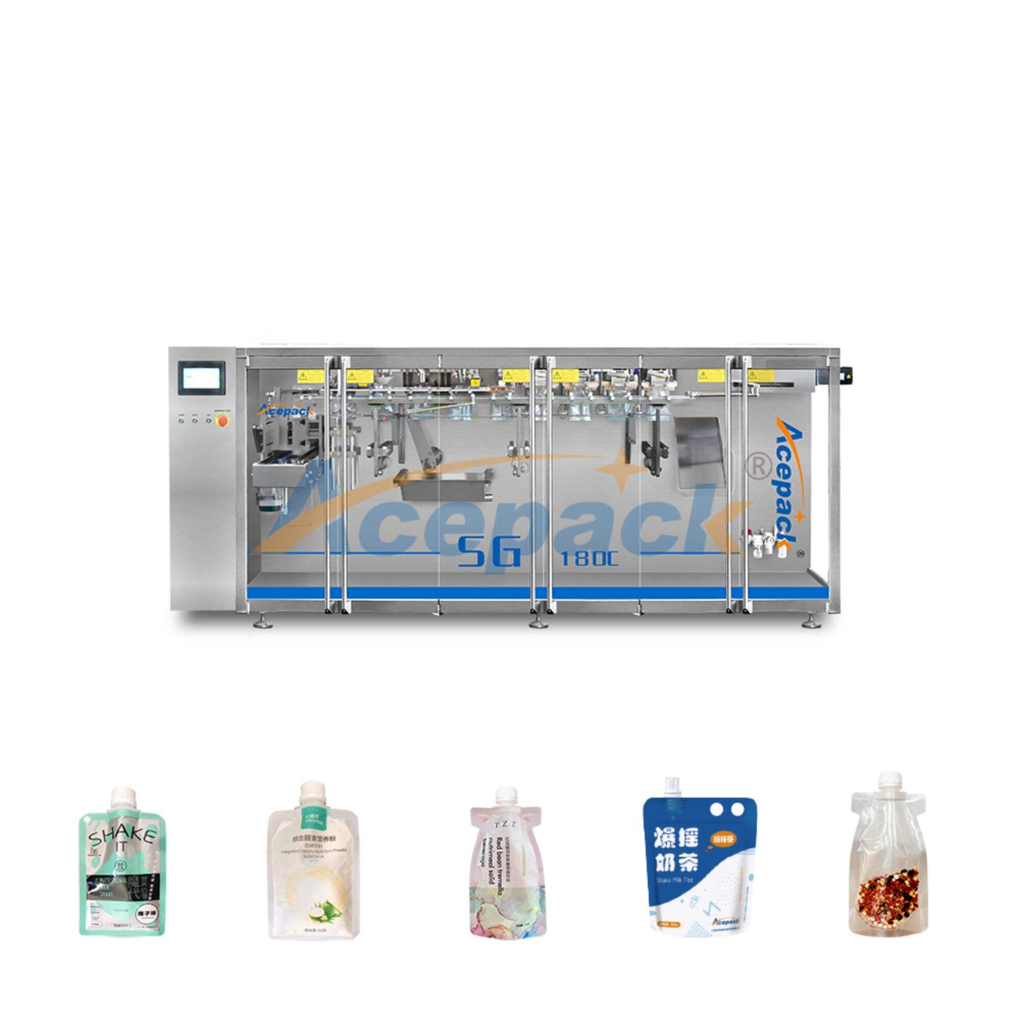 Horizontaler vorgefertigter Doypack-Standbeutel mit Ausguss-Kunststoff-Beutelverpackungsmaschine für flüssige Lebensmittel für die Lebensmittelfabrik