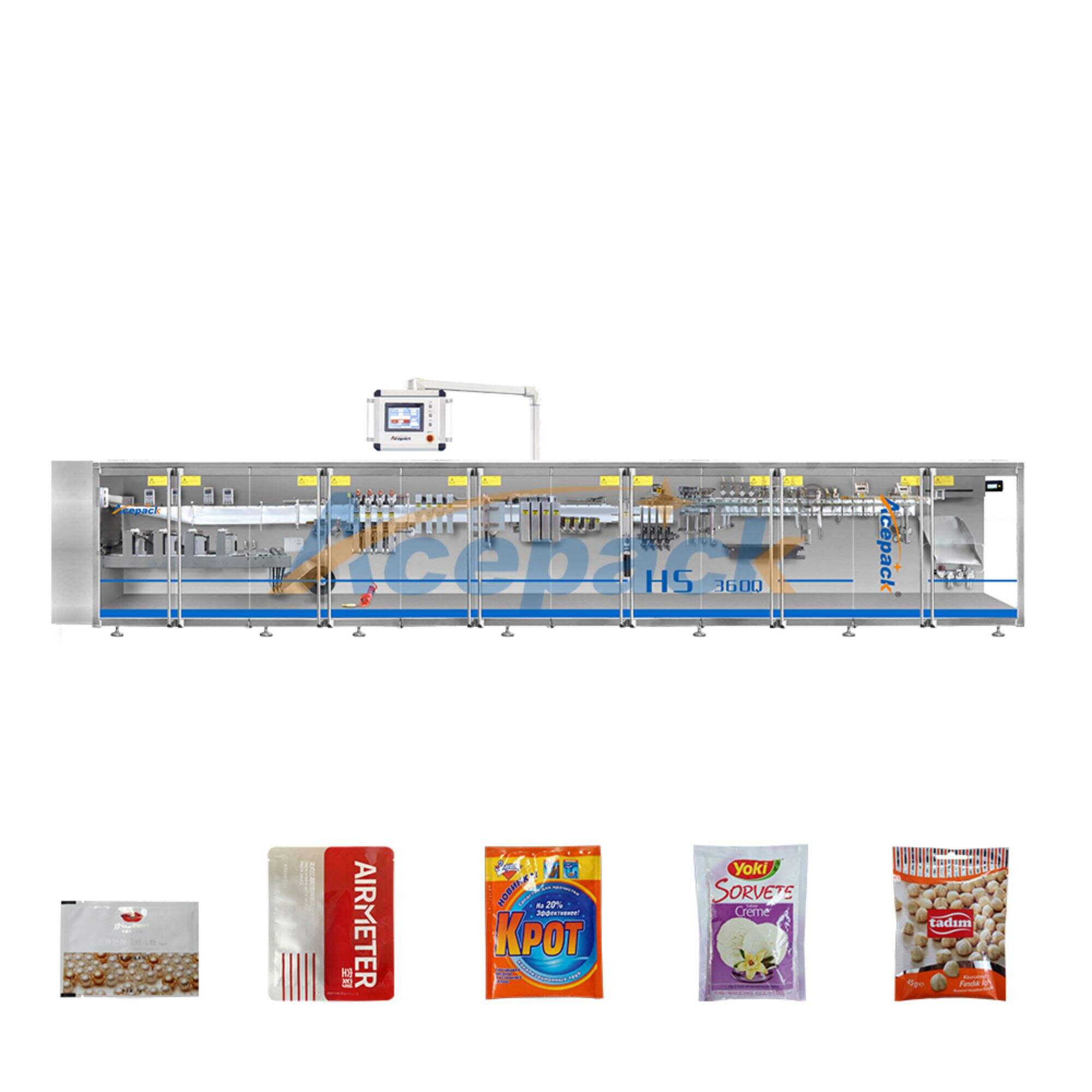 HS-360Q Horizontal Doypack Packing Machine for Food and Beverage with Reliable Motor for Plastic Bag Packaging of Liquids