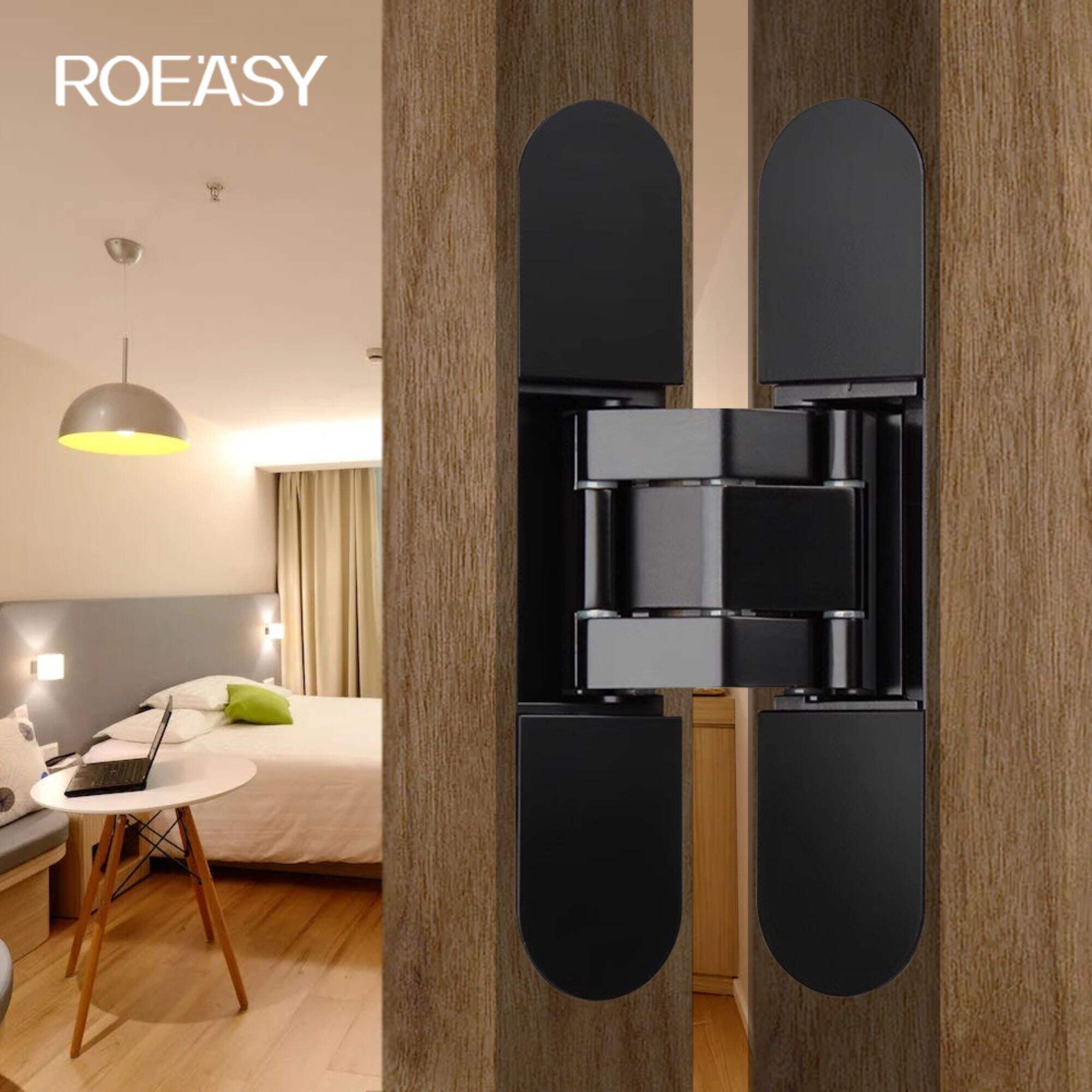 Roeasy 601HS 3D adjustable 180 degree black invisible concealed hidden door hinges