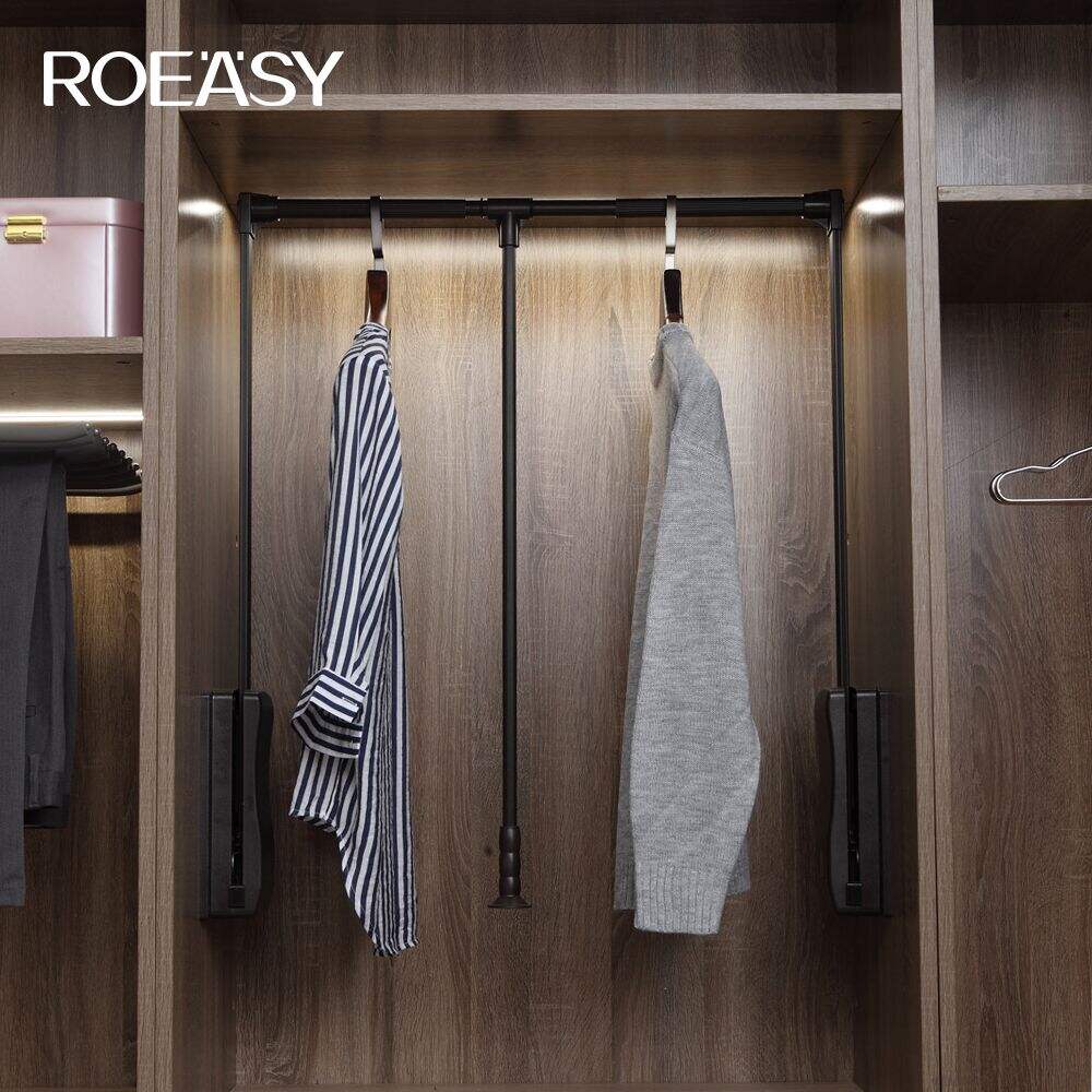 ROEASY R4011 Wardrobe Closet Pull-Down Wardrobe Lift Clothes Rack Cabinet Hanger 890-1210mm Pull Down Closet Rod