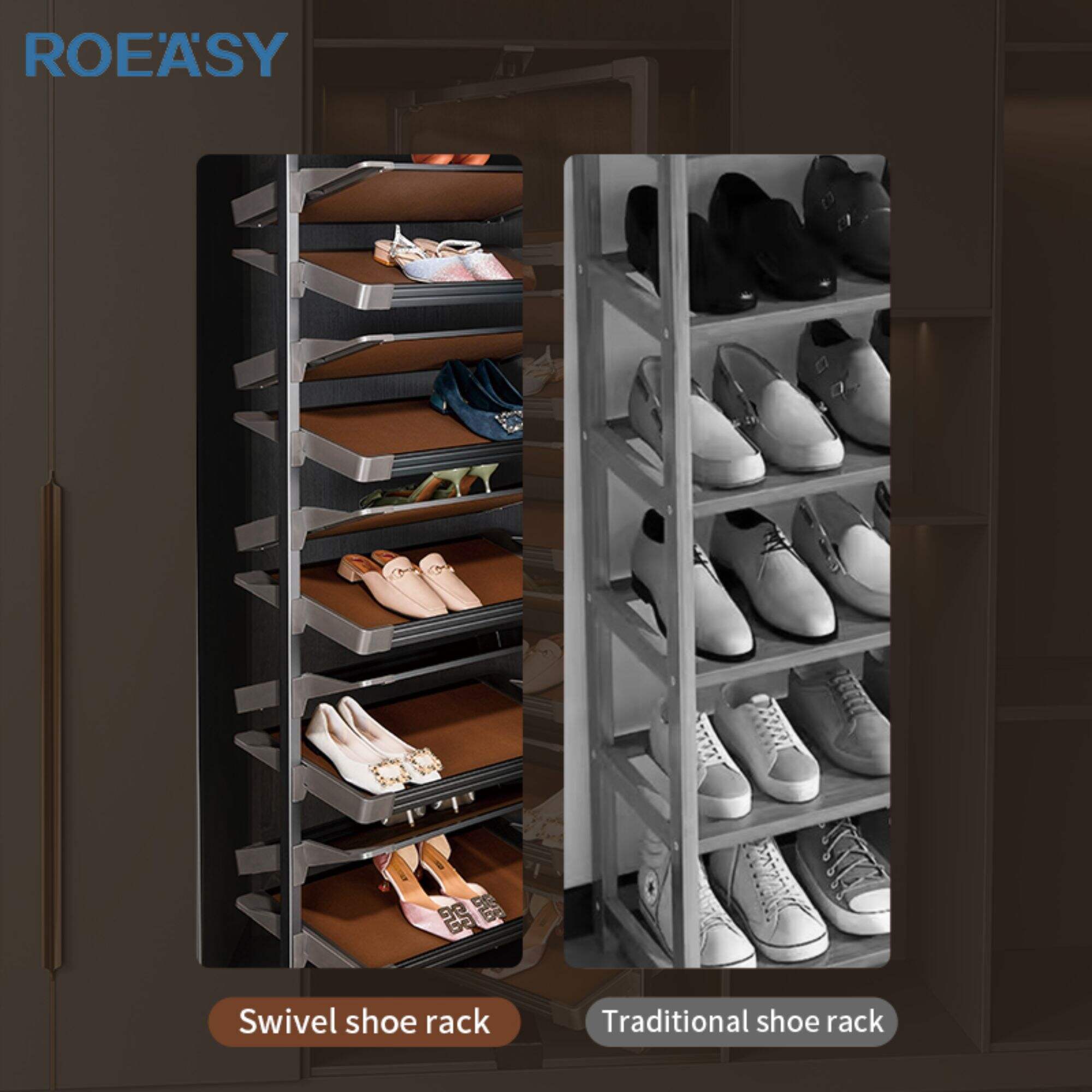 ROEASY R5001 Popular design 360 Degree Rotating Shoe Rack Adjustable Shoe Rack Wardrobe Revolving shoe Rack